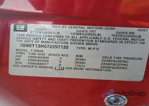 2007 Chevrolet Trailblazer Ss z USA, uszkodzony, nr VIN 1GNET13H072297135